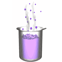 beaker purple bubbles fumes