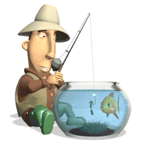 fishing in fish bowl