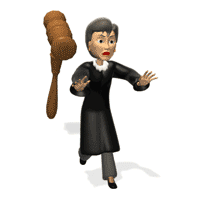 judge woman runs from gavel