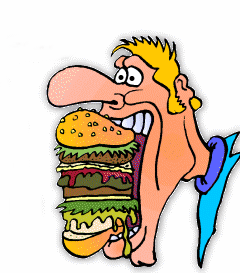 man eating huge burger